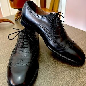 Black Leather Wing Tip Shoe